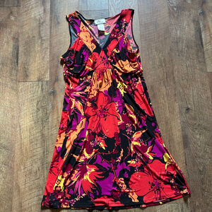 Women's dBY Ltd. Floral Sleeveless Dress L Red Black
